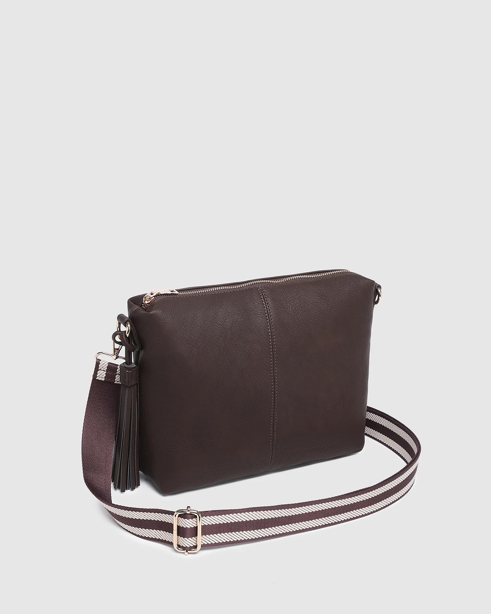 Daisy Stripe Crossbody Bag - Chocolate - Image 2