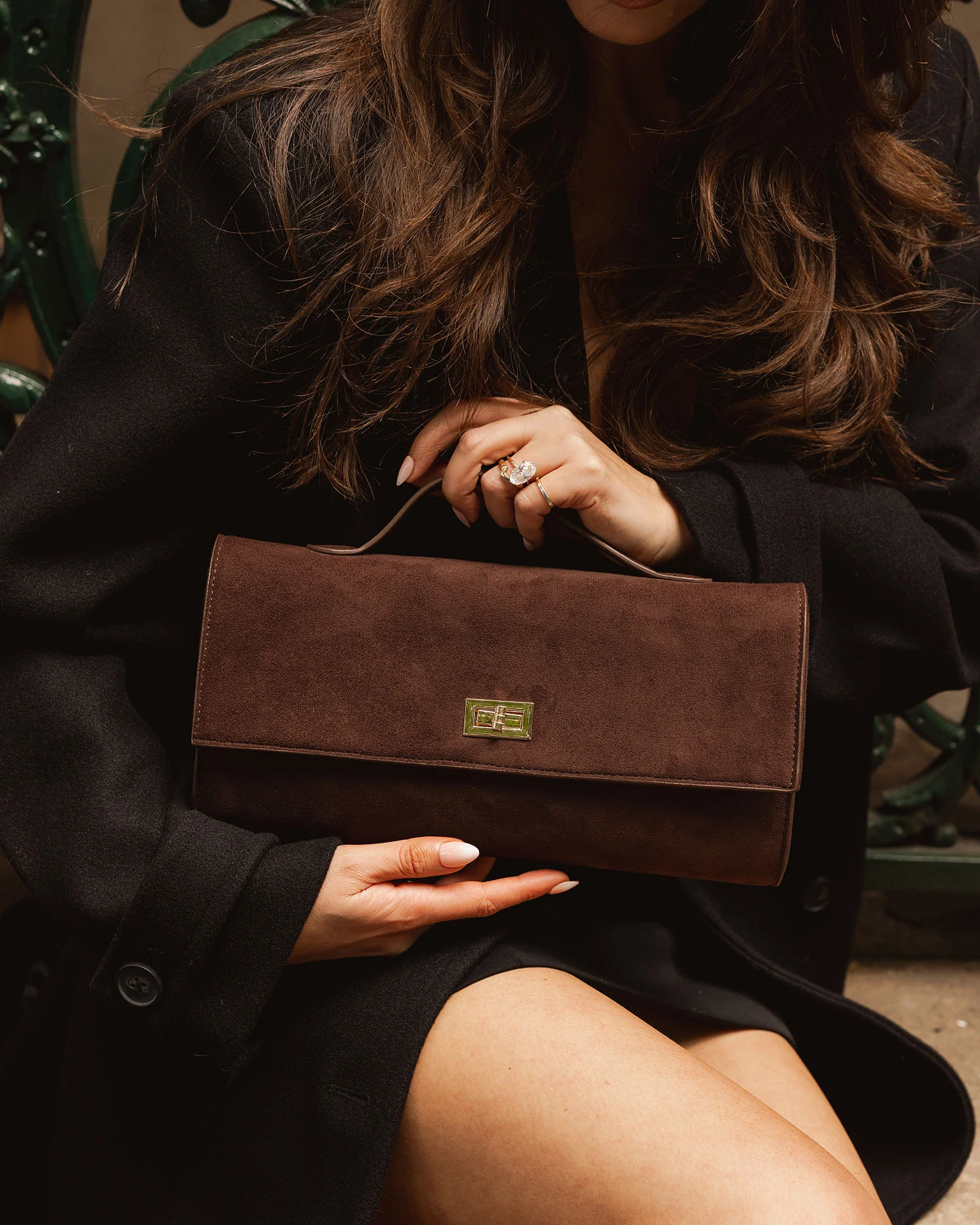 Delaney Suedette Clutch - Chocolate - Image 2