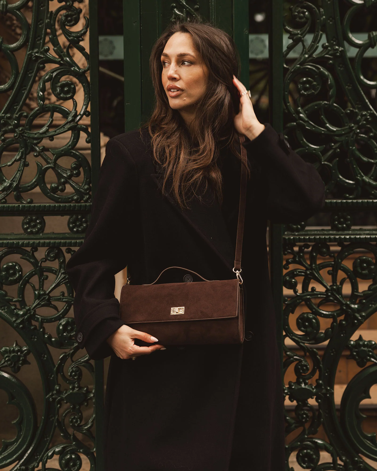 Delaney Suedette Clutch - Chocolate - Image 8