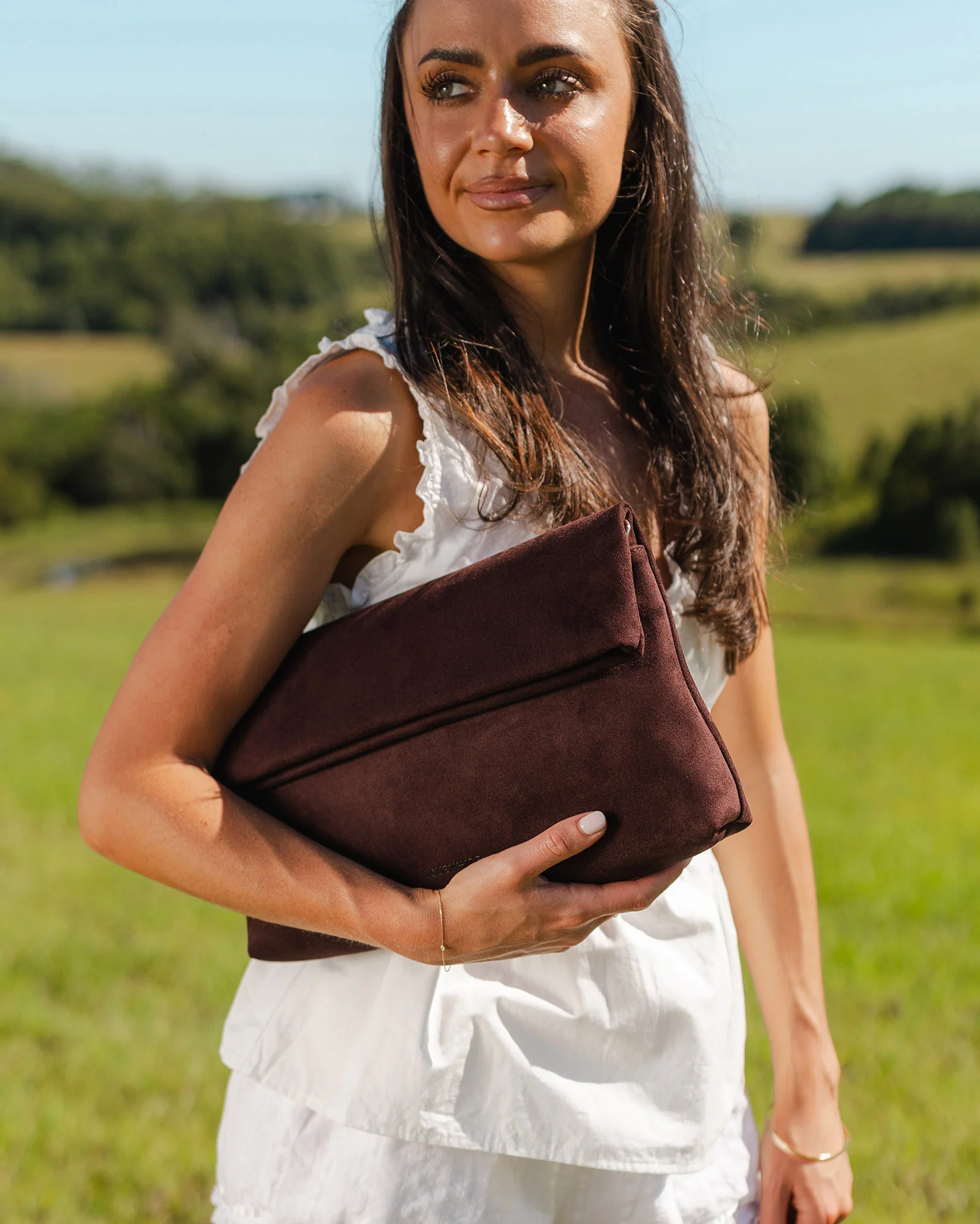 Luka Suedette Clutch - Chocolate - Image 2