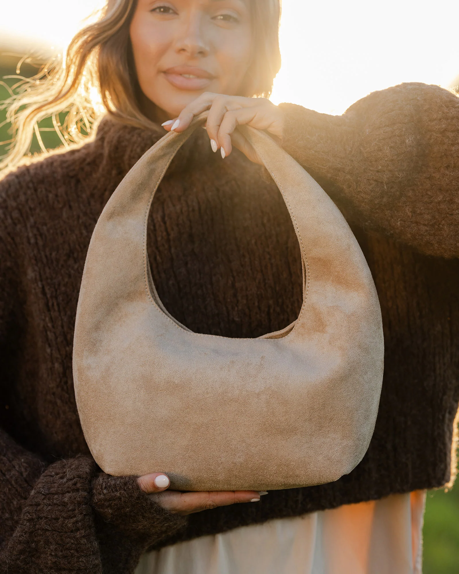 Mini Monaco Suedette Shoulder Bag - Blonde - Image 7