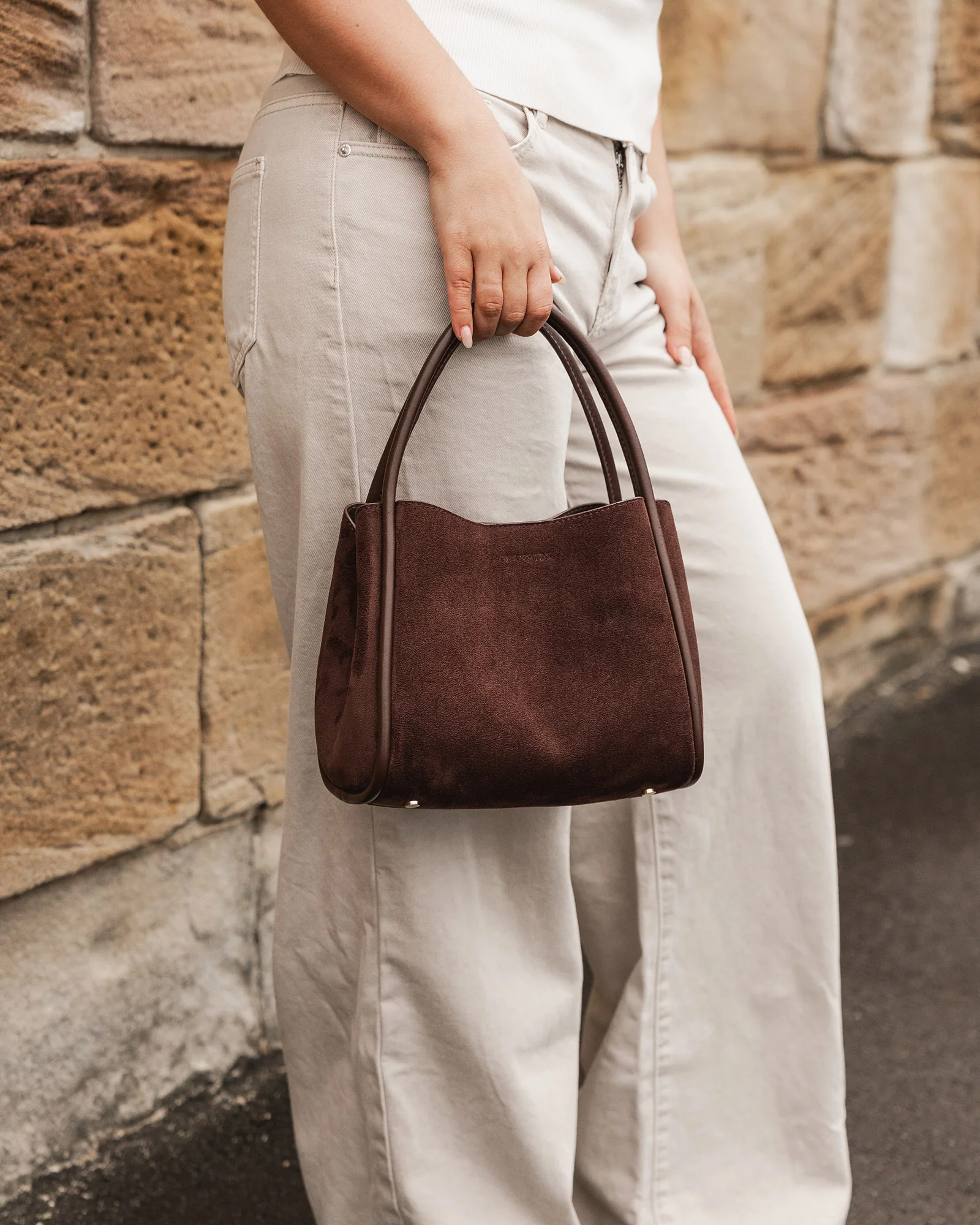 Steffie Suedette Mini Tote Bag - Chocolate - Image 2
