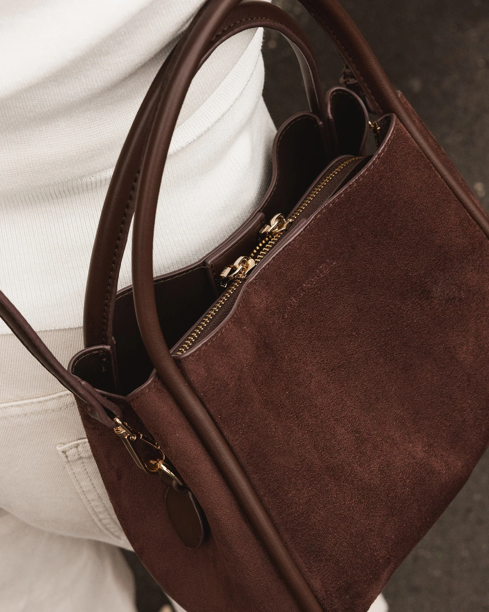 Steffie Suedette Mini Tote Bag - Chocolate - Image 8
